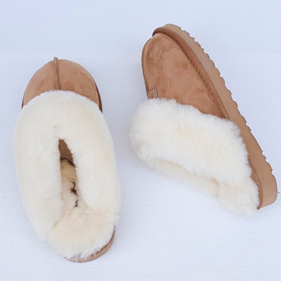 Noblag Khaki Sheepskin Slippers 100% Wool Fur Men\'s And Women\'s Slippers